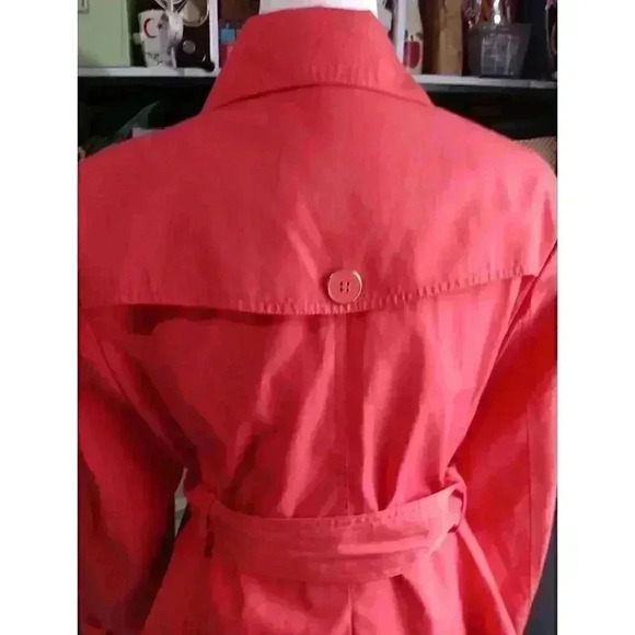 "BLACK‎ RIVET" Ladies Belted Trench Coat Sz XLCoral Color EUC - Picture 4 of 14